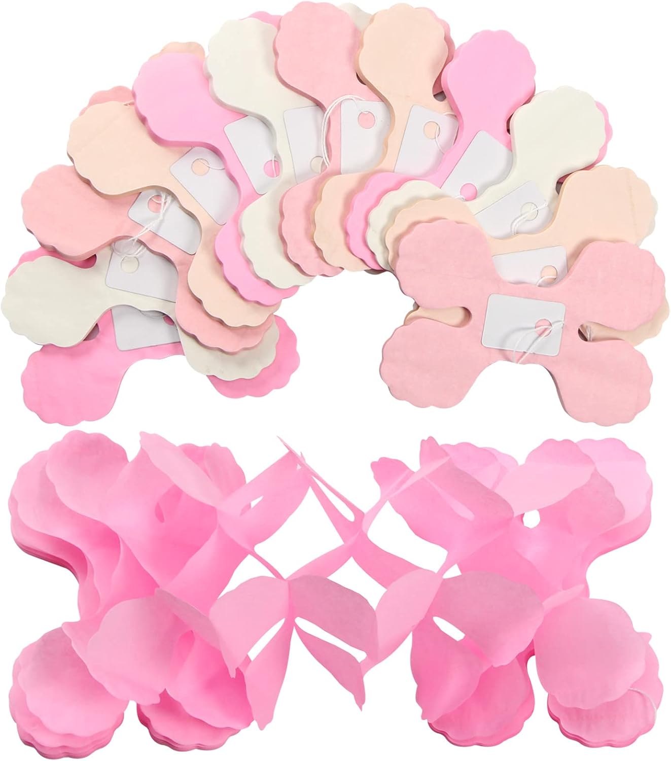 Pink-White Peach Party-Decorations Streamers Garland - 157Ft Four-Leaf Clover Hanging Banner,Wedding Girl Birthday Baby Bridal Shower Engagement Bachelorette Decor Hugtmr