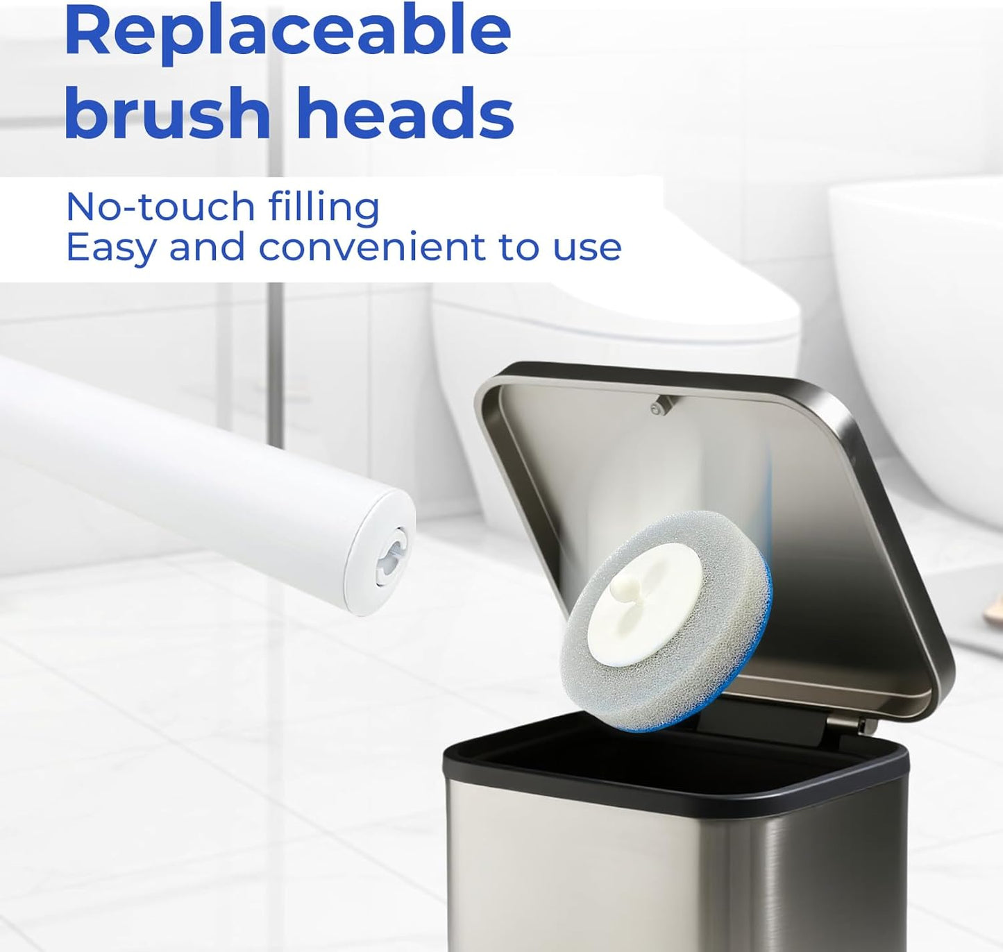 Disposable Toilet Brush&Holder with 18pcs Refills Pads, Toilet Cleaning Kit System,Toilet Bowl Cleaner Wand Holder and Set (1 Wand+1 Caddy+18 Refills)