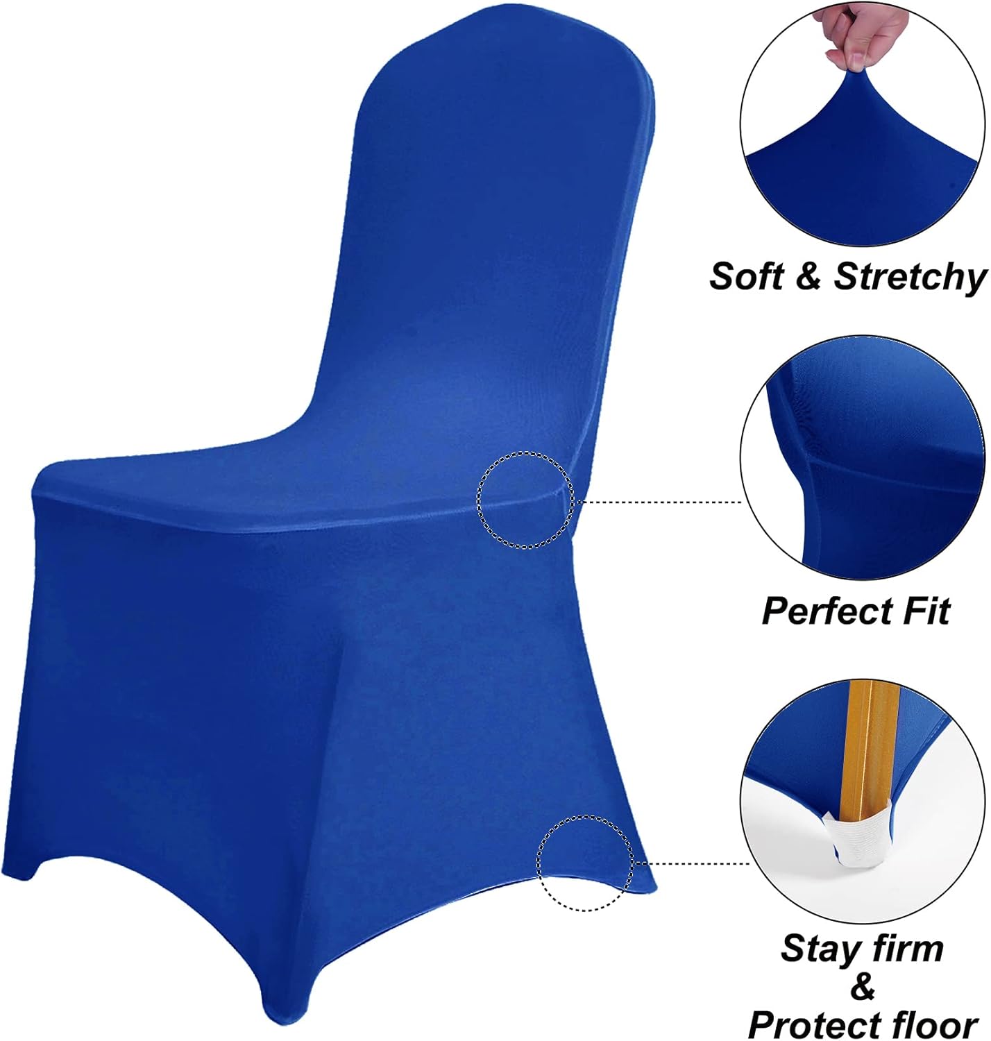 SUPERO Waterproof Spandex Chair Cover 25PCS, Stretch Dining Chair Covers, Polyester Outdoor Chair Covers, Protector Stretch Chair Cover for Party Universal, Banquet, Wedding Event, Hotel(Royal Blue)