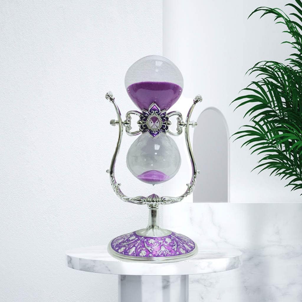 Sanduhr 15 Minuten,Metal Vintage Hourglass,Hour Glass,Hourglass Decor,for Home Decoration Office Desk Wedding Party Decor Kitchen Timer (Violetter Sand)