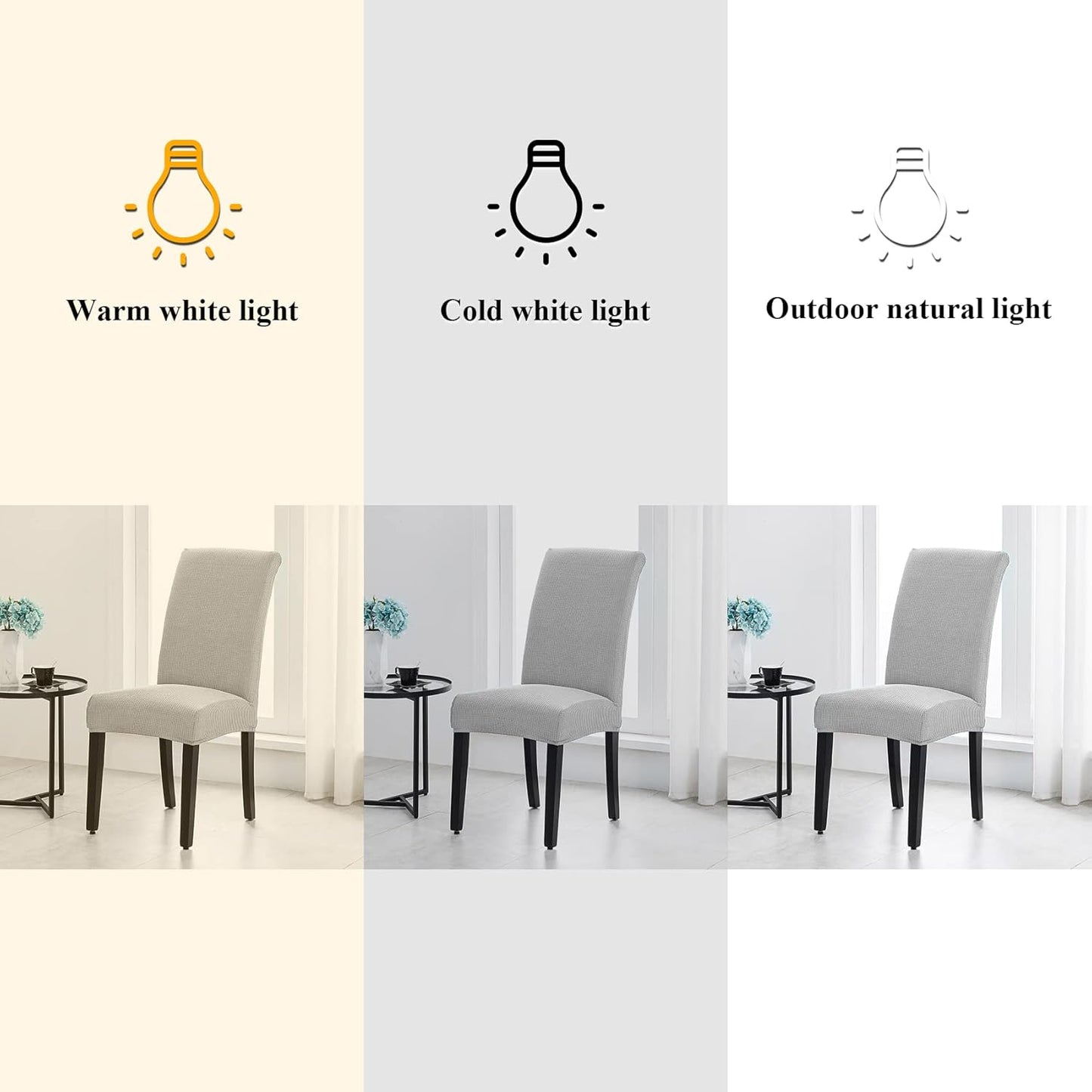 Joccun Chair Covers for Dining Room Set of 6,Dining Chair Slipcovers Stretch Dining Room Chair Covers Seat Protector,Washable Parsons Chair Cover for Home,Hotel,Banquet(Silver,6 Pack)