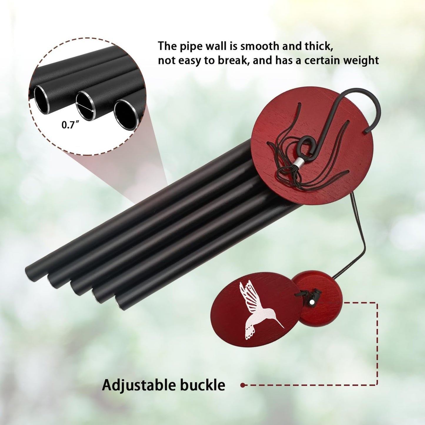 Hummingbird Wind Chimes – 33" Outdoor Tuned Melody Wind Chime, Soothing Memorial Gift for Mom & Grandma, Weather-Resistant Metal Chimes for Garden, Patio, Yard & Home Décor