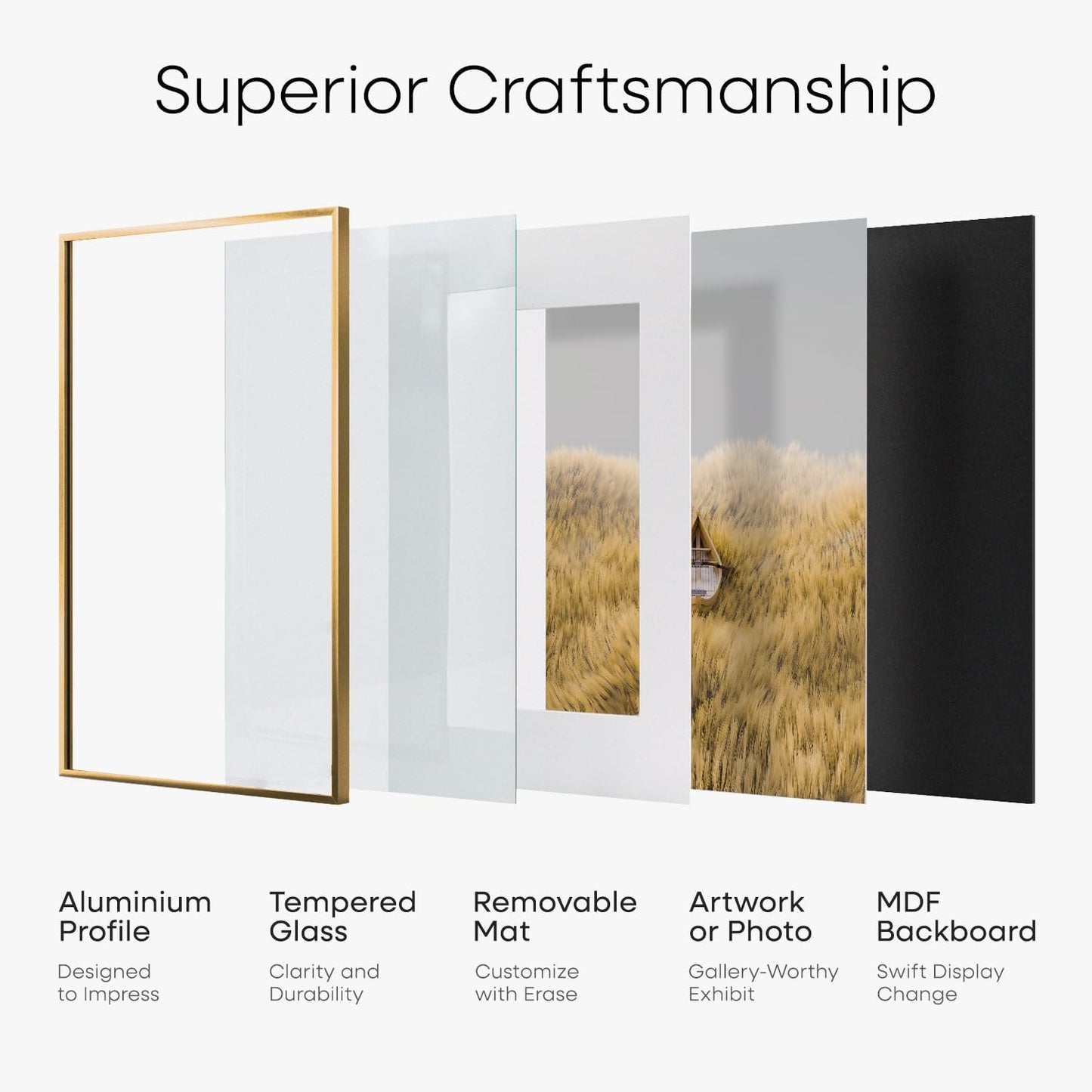 Homeforia 20x30 Picture Frame Bronze, High End Metal 20 x 30 Large Poster Frames with Mat 16 by 24 for Photo, 20x30 Brass Frame Matted to 16x24, 30x20 Hanging Frame, Tempered Glass, Wall Kit, Set of 1