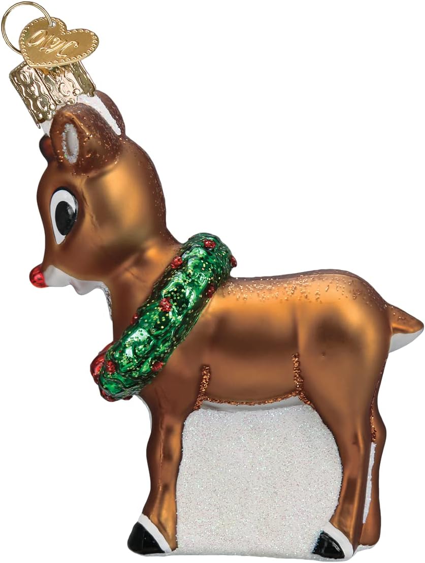 Old World Christmas Rudolph The Red-Nosed Reindeer Glass Blown Ornament for Christmas Tree