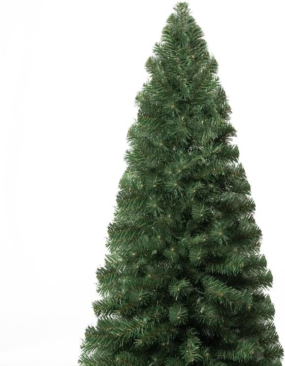 Naomi Home 9ft Slim Christmas Tree with Lights Realistic Skinny Pencil Christmas Tree Prelit with 1455 Branch Tips 500 Warm Lights and Metal Stand Aritificial Tree Árbol De Navidad