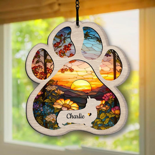 IZI POD Personalized Corgi Suncatcher Dog Memorial Gifts, Custom Corgi Ornament Christmas Tree, Pet Remembrance Gift, Loss of Dog Sympathy Gift, Pets Memorial Ornament, Pet Loss Suncatcher