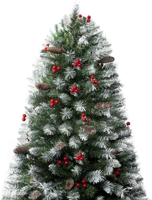 Naomi Home 4.5ft Snow Flocked Spruce Christmas Tree with 200 Warm Lights and Metal Stand