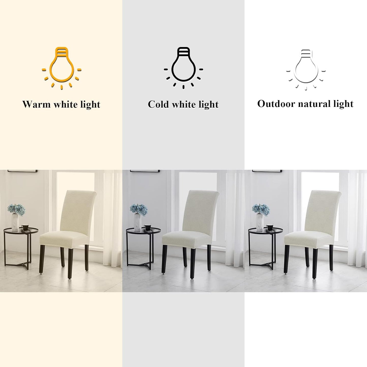 Joccun Dining Chair Slipcovers Set of 8, Stretch Dining Room Chair Covers, Washable Parsons Chair Cover, Ivory, 8 Pack