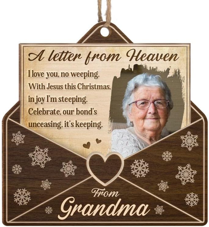 Pawfect House Custom Photo 2D Wood Ornament, Personalized Christmas Memorial Sympathy Gifts for Family Members, A Letter from Heaven, Bereavement Gifts for Loss, Christmas Tree Ornaments