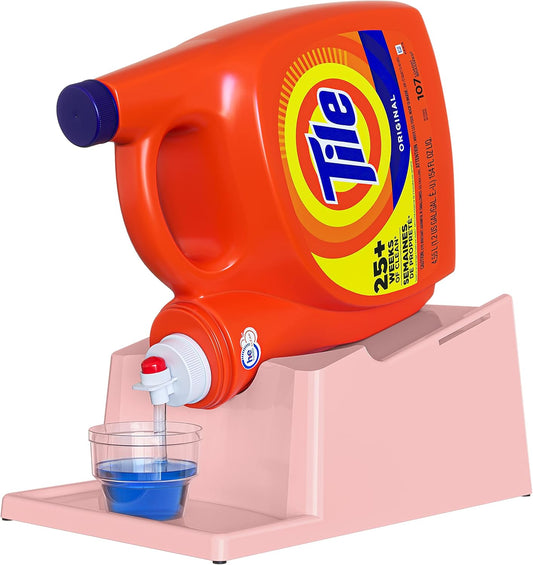 TidyFriend No-Spill Liquid Laundry Detergent Dispenser Holder, Laundry Soap Dispenser Holder with Drip Tray for Laundry Room Organization (No Strap and No Detergent Bottle Incl (Rose)