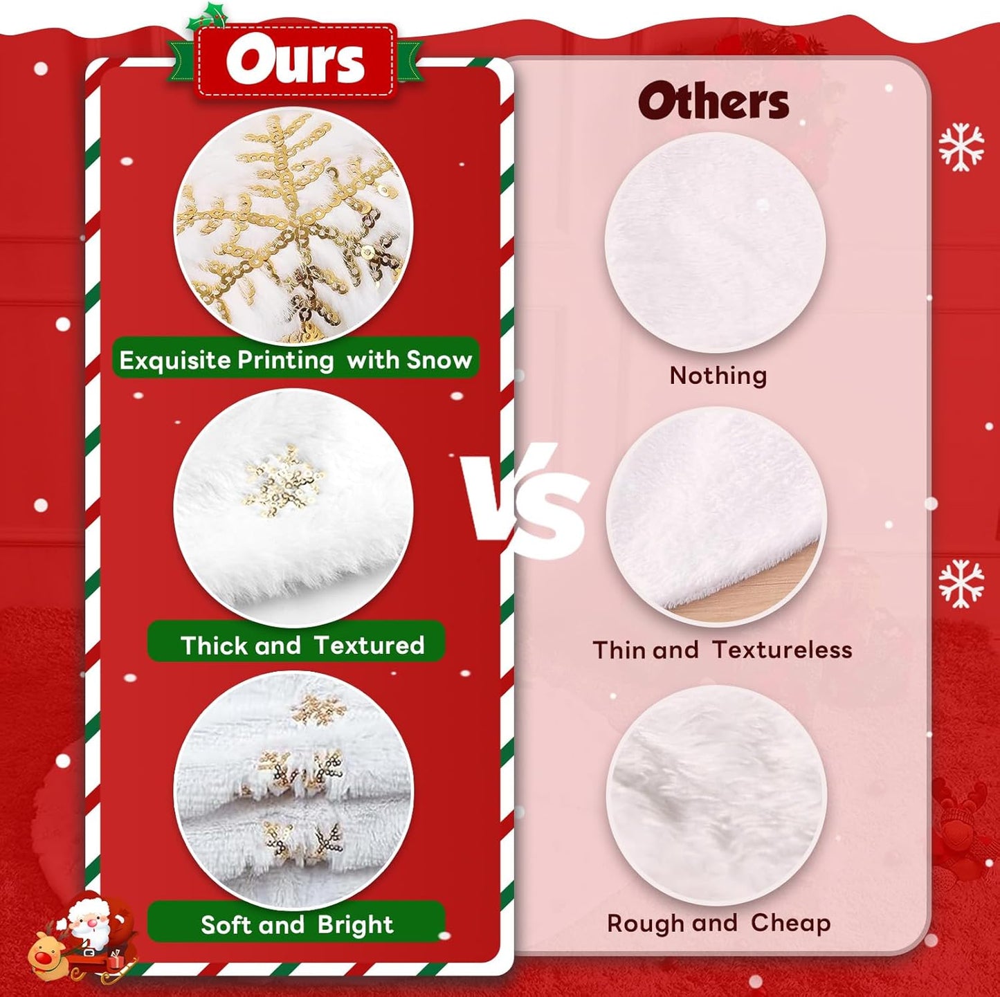 Christmas Tree Skirt 48 Inch, Holiday Part Decorations for Christmas Tree, Whit Plush Sliver Sequin Snowflake Tree Shirt for Xmas