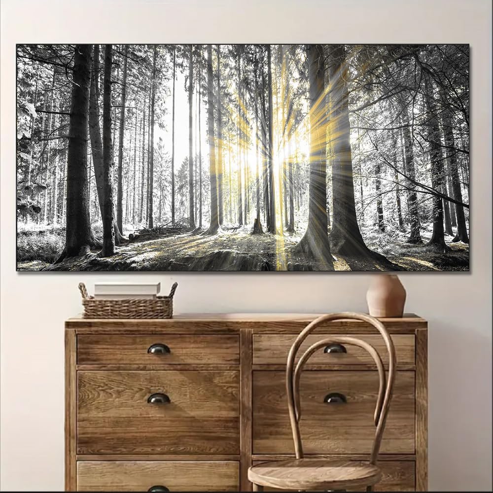 Yxbhhym-Large Canvas Wall Art Decor Black and White Wall Art Forest Artwork Landscape Picture Trees Poster Painting Nature Scenery Prints Art Living Room Wall Decor Bedroom Home Office Decorations