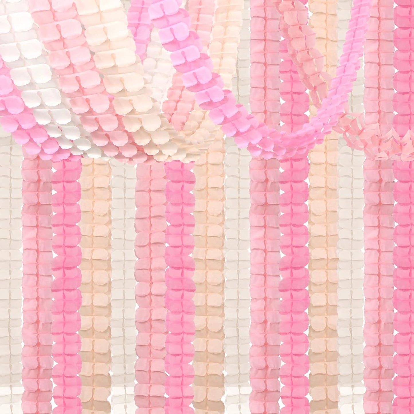 Pink-White Peach Party-Decorations Streamers Garland - 157Ft Four-Leaf Clover Hanging Banner,Wedding Girl Birthday Baby Bridal Shower Engagement Bachelorette Decor Hugtmr