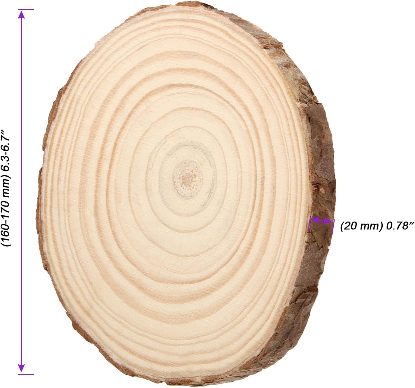 JOIKIT 8 PCS 6-7 Inches Natural Wood Slices, 3/4 Inch Thick Unfinished Wooden Circles with Bark, Round Log Discs Wood Rounds for Crafts, DIY Painting, Christmas Ornaments, Wedding Decorations