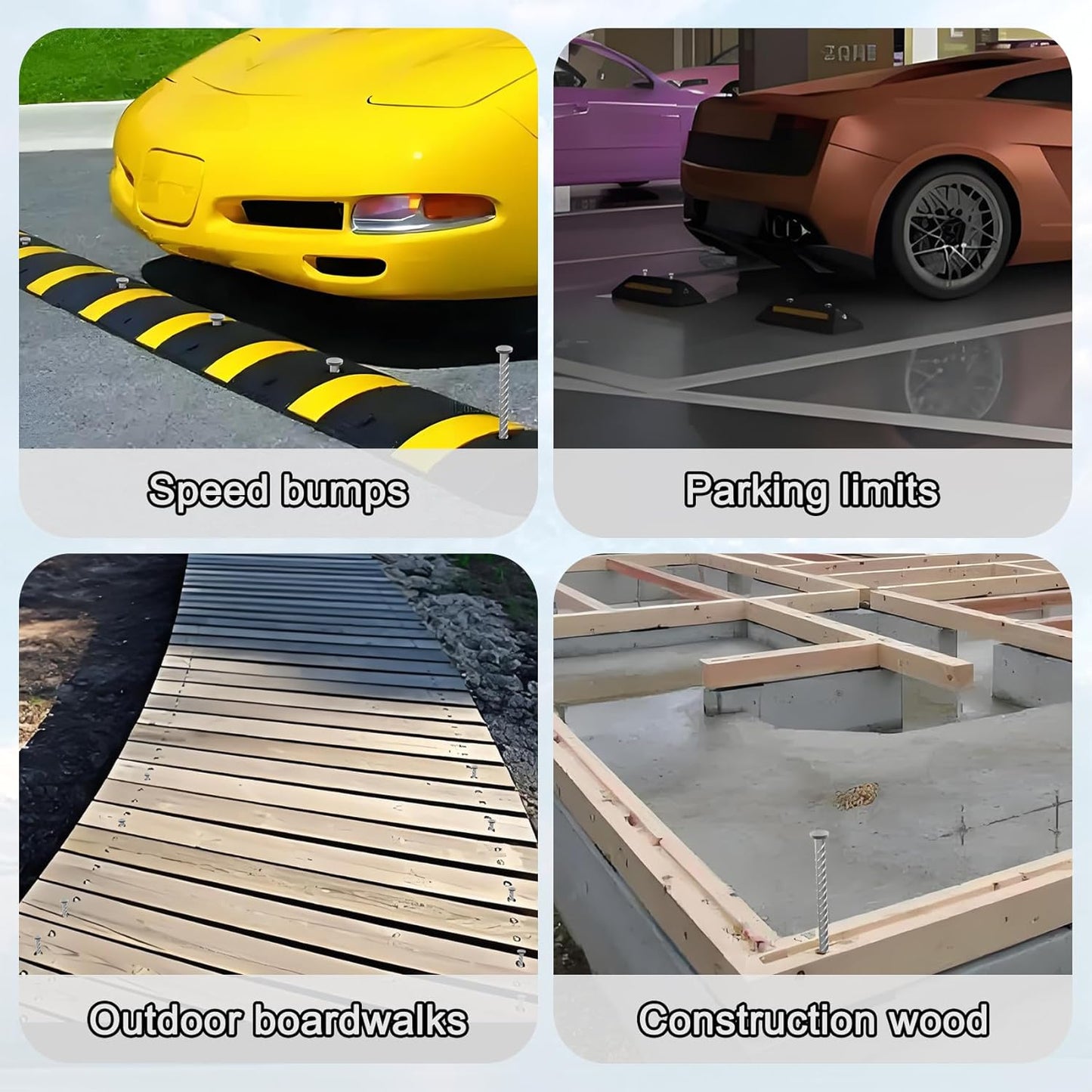 VVOKGO 16 Inch Rebar Stakes Metal Asphalt Anchoring Spikes Ground (12pcs), 1/2 Inch Diameter Galvanized Landscape Anchors Heavy Duty for Speed Bump, Handicap Threshold Ramps, Parking Limits Curb, Tarp