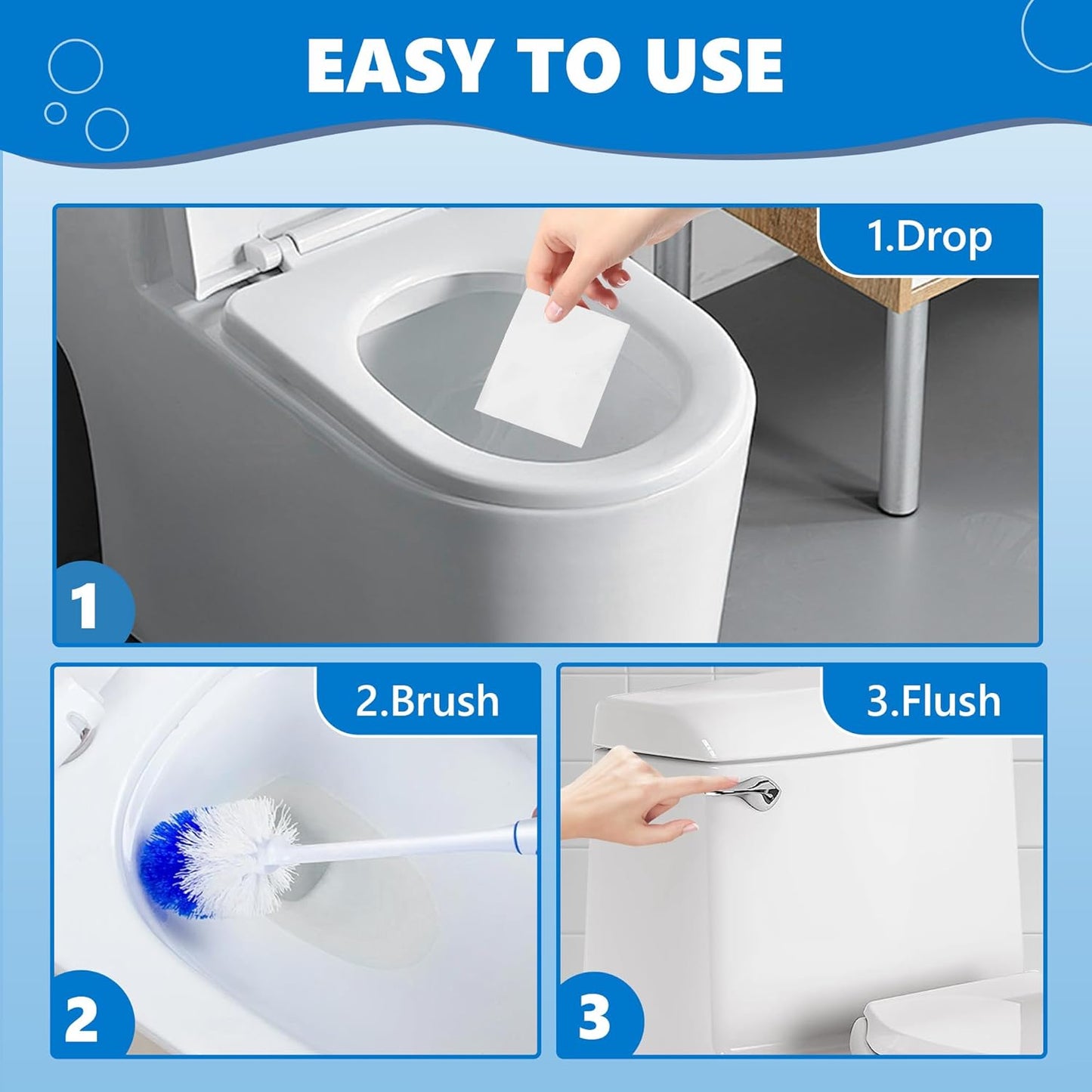 Toilet Bowl Cleaner Sheets, Natural Toilet Bowl Cleaner Strips, Eco-Friendly, Removes Stains & Odors, Non Toxic, Plastic Free, Septic Safe, Ideal Toilet Bowl Cleaner, 120 Uses