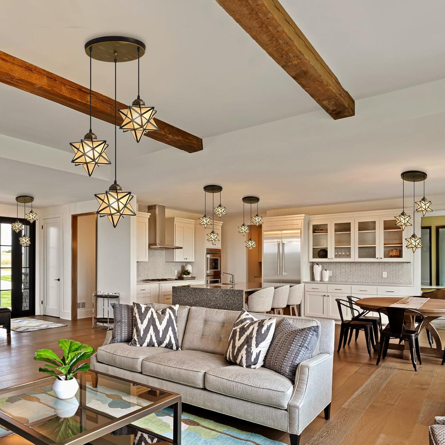 Frosted White Glass Chandelier for Dining Room Pendant Lights for Kitchen Island Light Fixture Modern Farmhouse Chandeliers with Warm Light Oiled Bronze