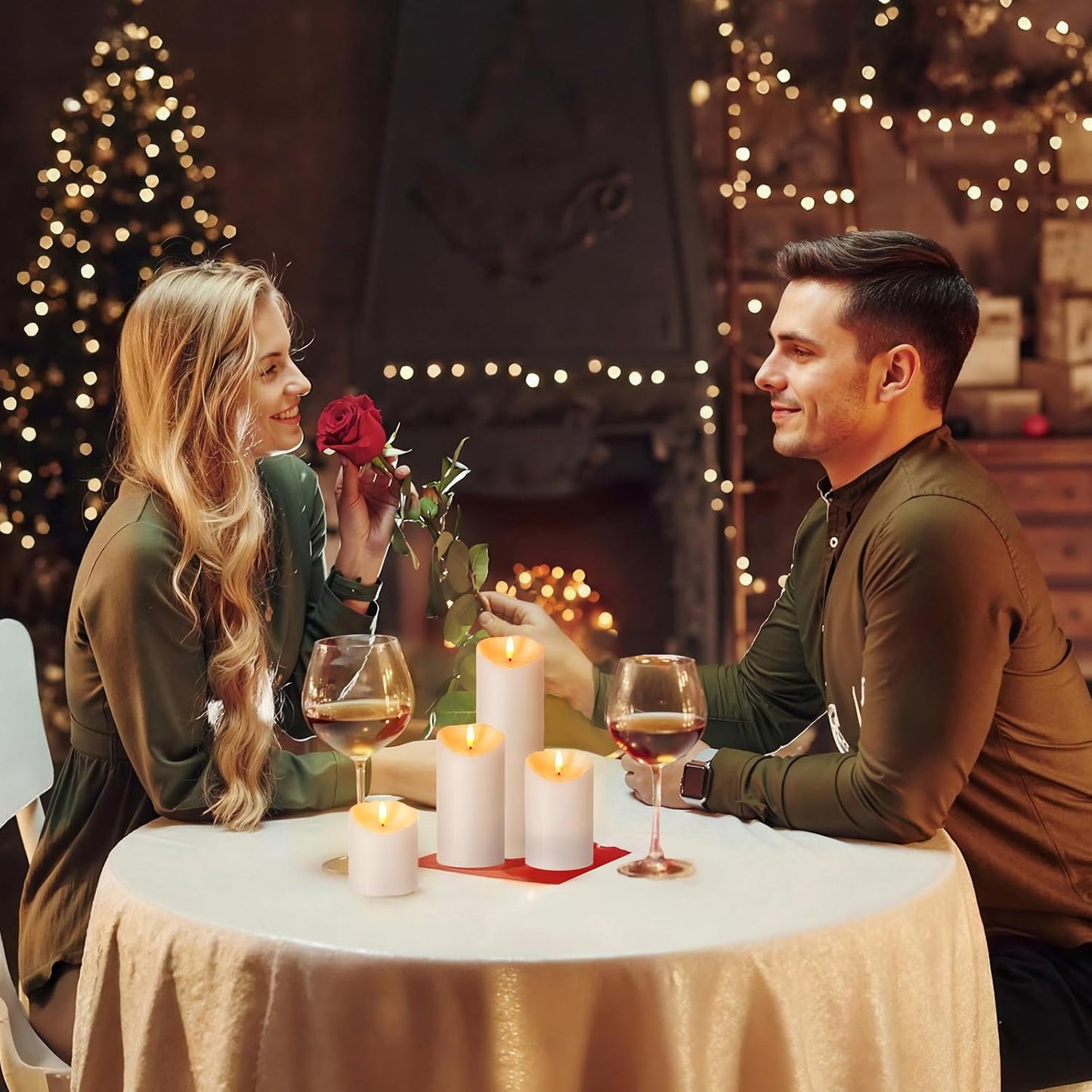 Outdoor Flameless Candles with Remote Timer - Waterproof Realistic Flickering LED Pillar Electric Battery Operated Fake Candle for Holiday Home Wedding Fireplace Decor - Ivory White 2 Pack (6"6")