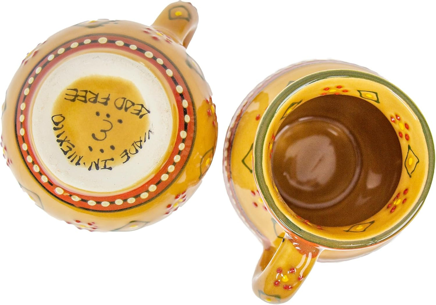 Encantada Handmade Hand-Painted Authentic Mexican Pottery Mugs (2-pack, Gold)