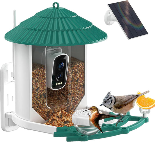 Bird Feeders for Outdoors, Smart Bird Feeder with Camera Solar Powered, AI Species Identification, 3K Video Live Stream Camera, 5Mp HD Night Vision, Instant Arrival Alerts