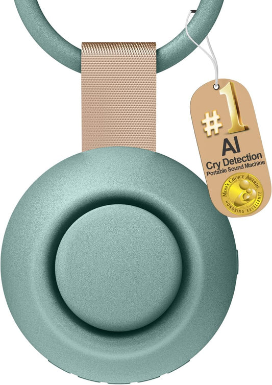 2025 Mom's Choice Awards, Portable Sound Machine for Baby Adult, AI Cry Detection, 18 Soothing Sound, Bluetooth Rechargeable White Noise Machine for Home Office Travel, Nursery Light, Cyan