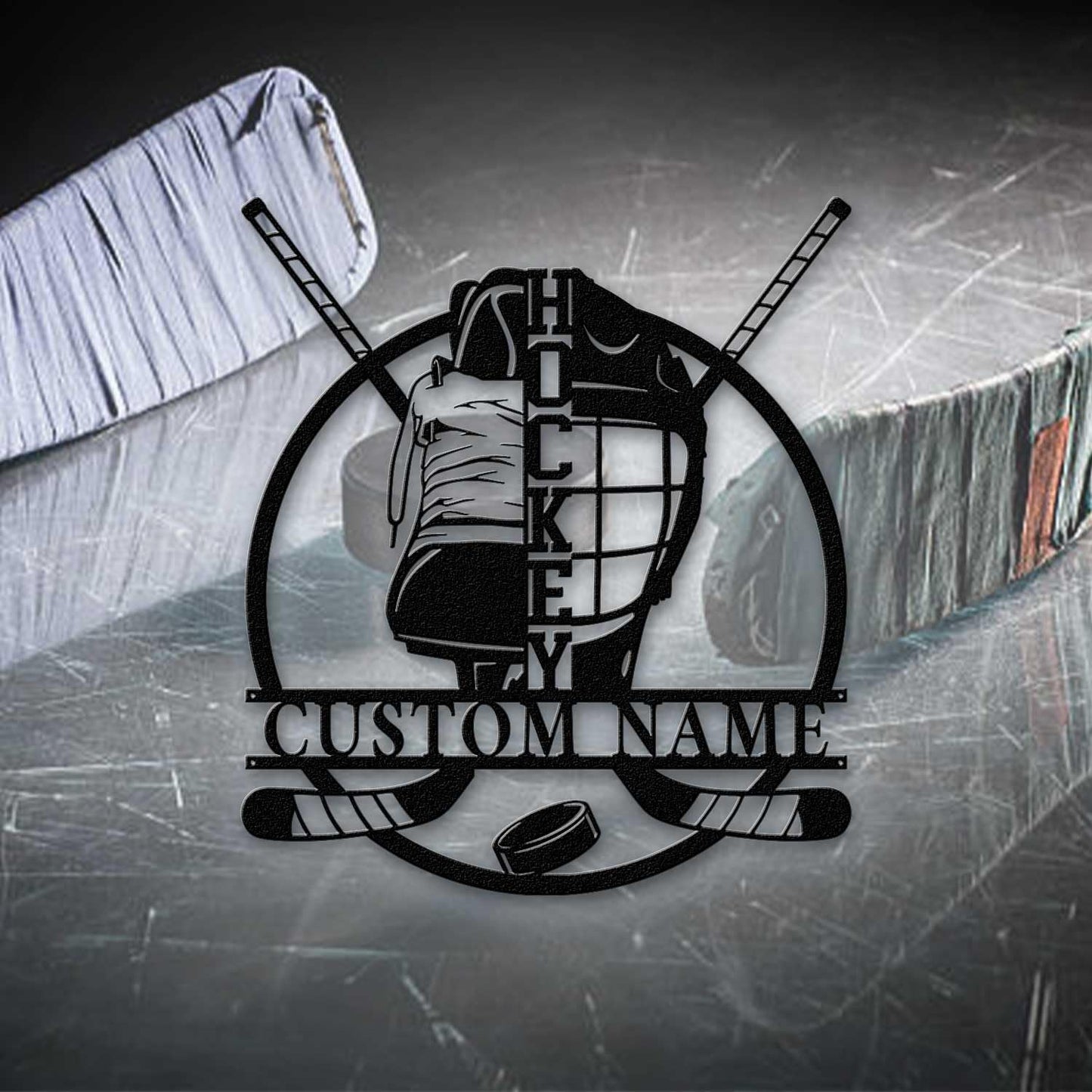 Personalized Ice Hockey Neon Sign - Custom Name Wall Light with Helmet and Crossed Sticks, 16-Color LED with Remote Control, Hockey Decor for Boys, Man Cave, Game Room, Gift for Players, Fans