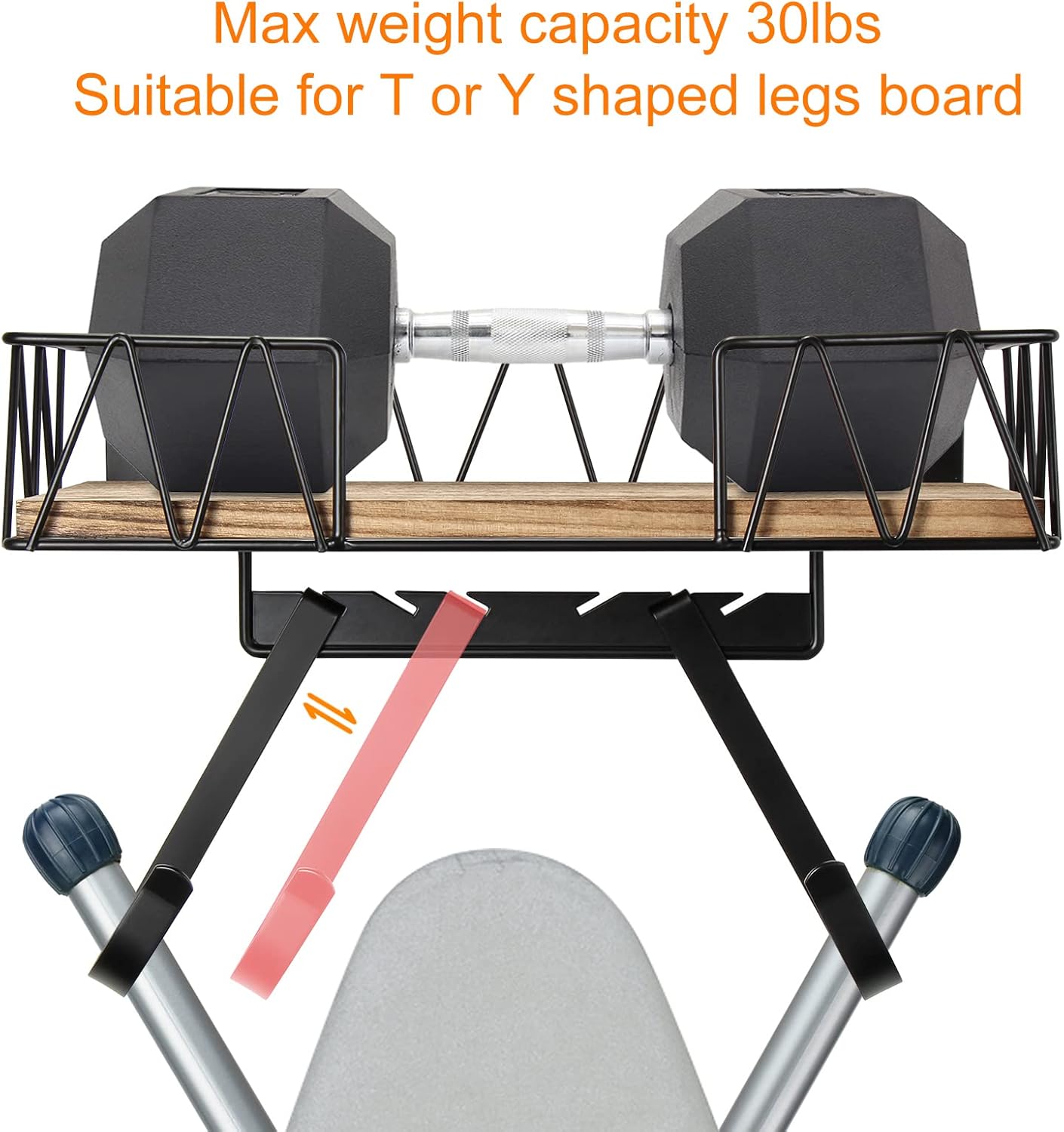 TJ.MOREE Ironing Board Holder Wall Mount - Laundry Room Iron and Ironing Board Hanger Laundry Room Decor Organization and Storage (T&V Shaped)