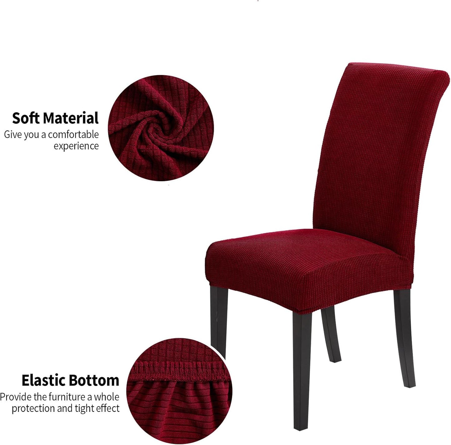 Joccun Chair Covers for Dining Room Set of 6, Dining Chair Slipcovers Stretch Dining Room Chair Covers Seat Protector,Washable Parsons Chair Cover for Home,Banquet(Red Dahlia,6 Pack)