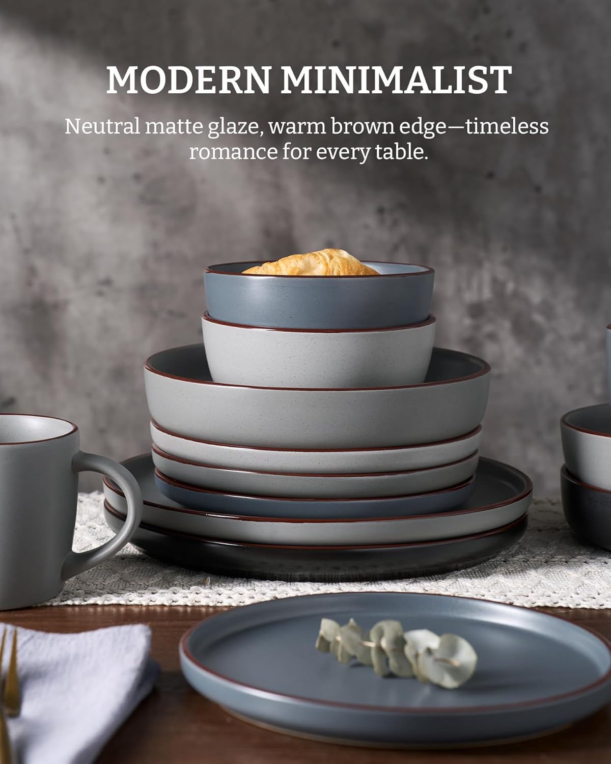 Famiware Mercury Plates and Bowls Sets, 12 Pieces Stoneware Dinnerware Sets, Dishes Set for 4, Microwave and Dishwasher Safe, Multi-color