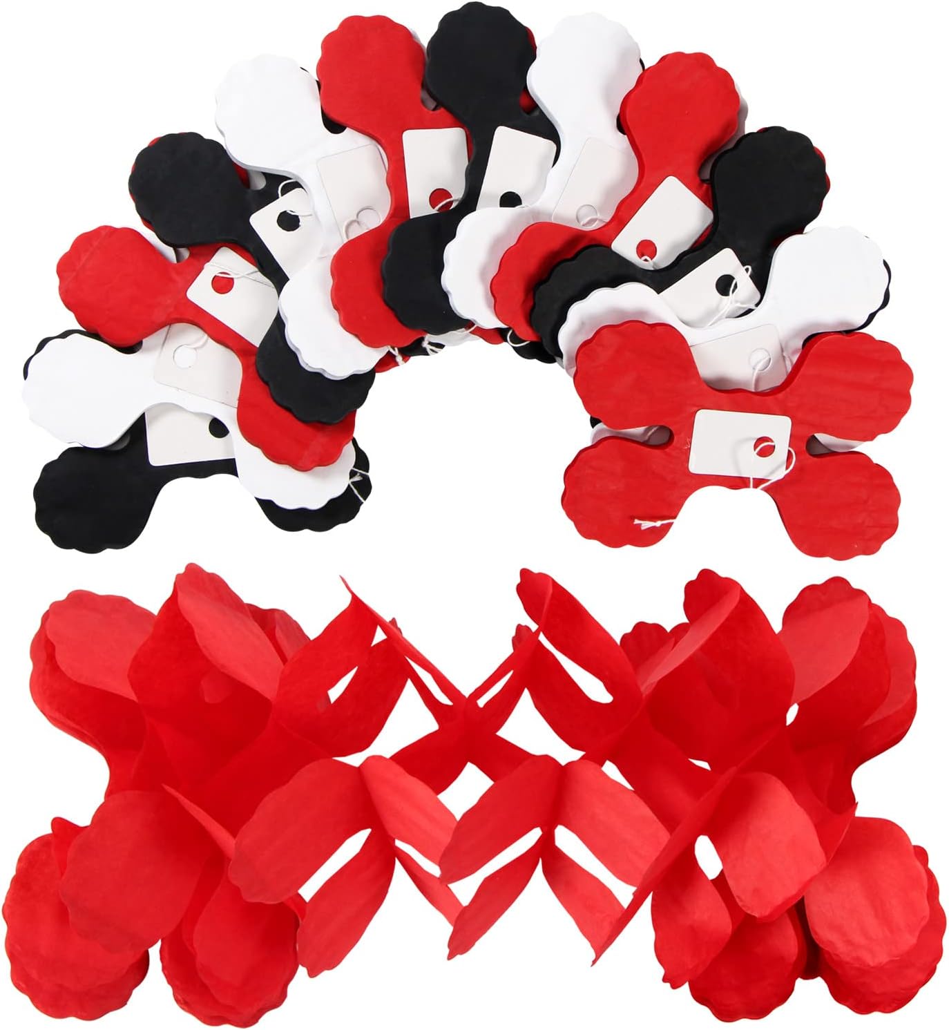 Black White-Red Party-Decorations Streamers Garland - 157Ft Graduation Four-Leaf Clover Hanging Banner,Men Boys Birthday Wedding Baby Bridal Shower Family Gathering Event Supplies Decor Hugtmr