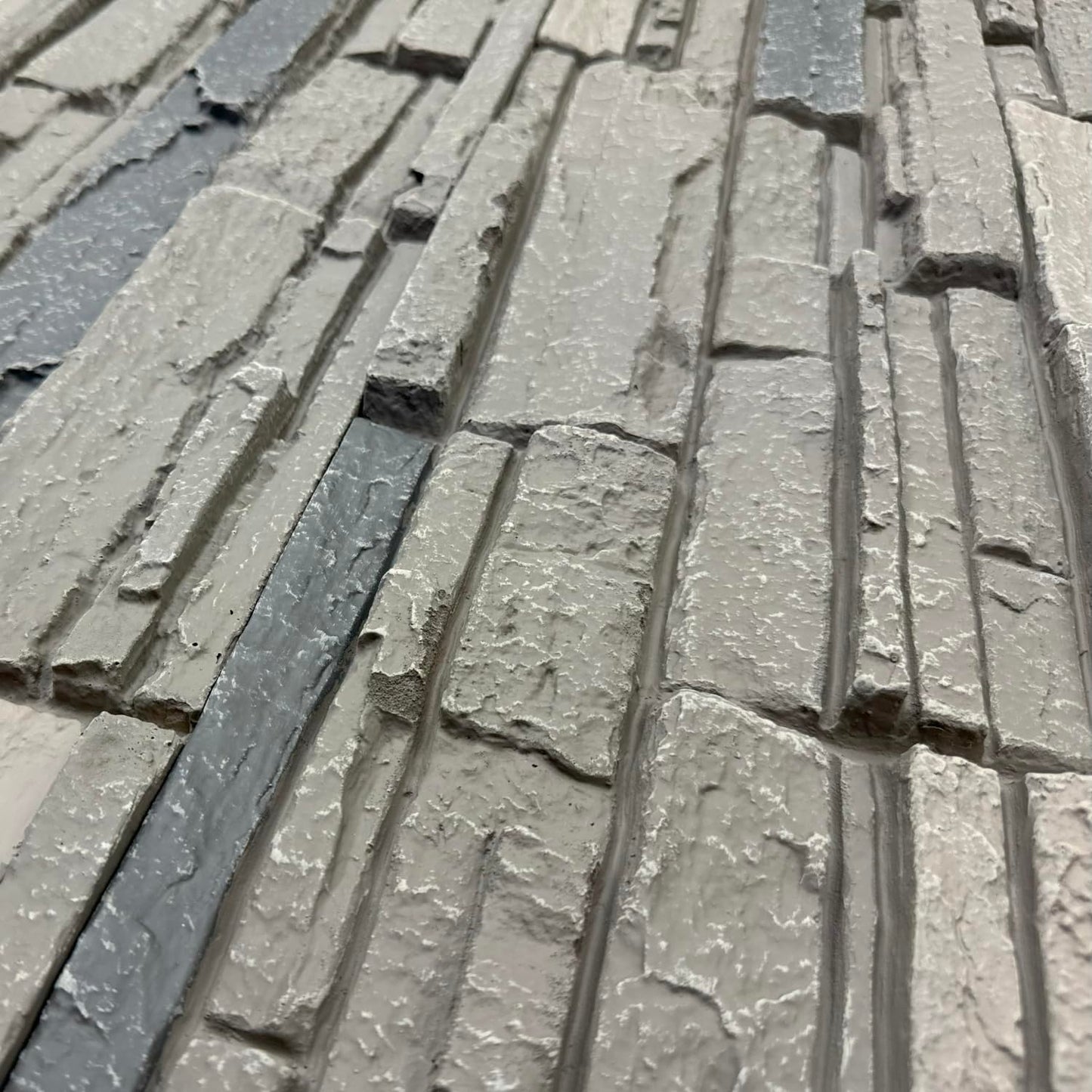 OTECKO 6-Pack Faux Stone Wall Panel 48 in x 13 in x 2 in Stacked Stone High Density Polyurethane Wall Siding Panels 24 sq ft, Easy Install, Interior/Exterior Volcano Ash (Dark Gray)