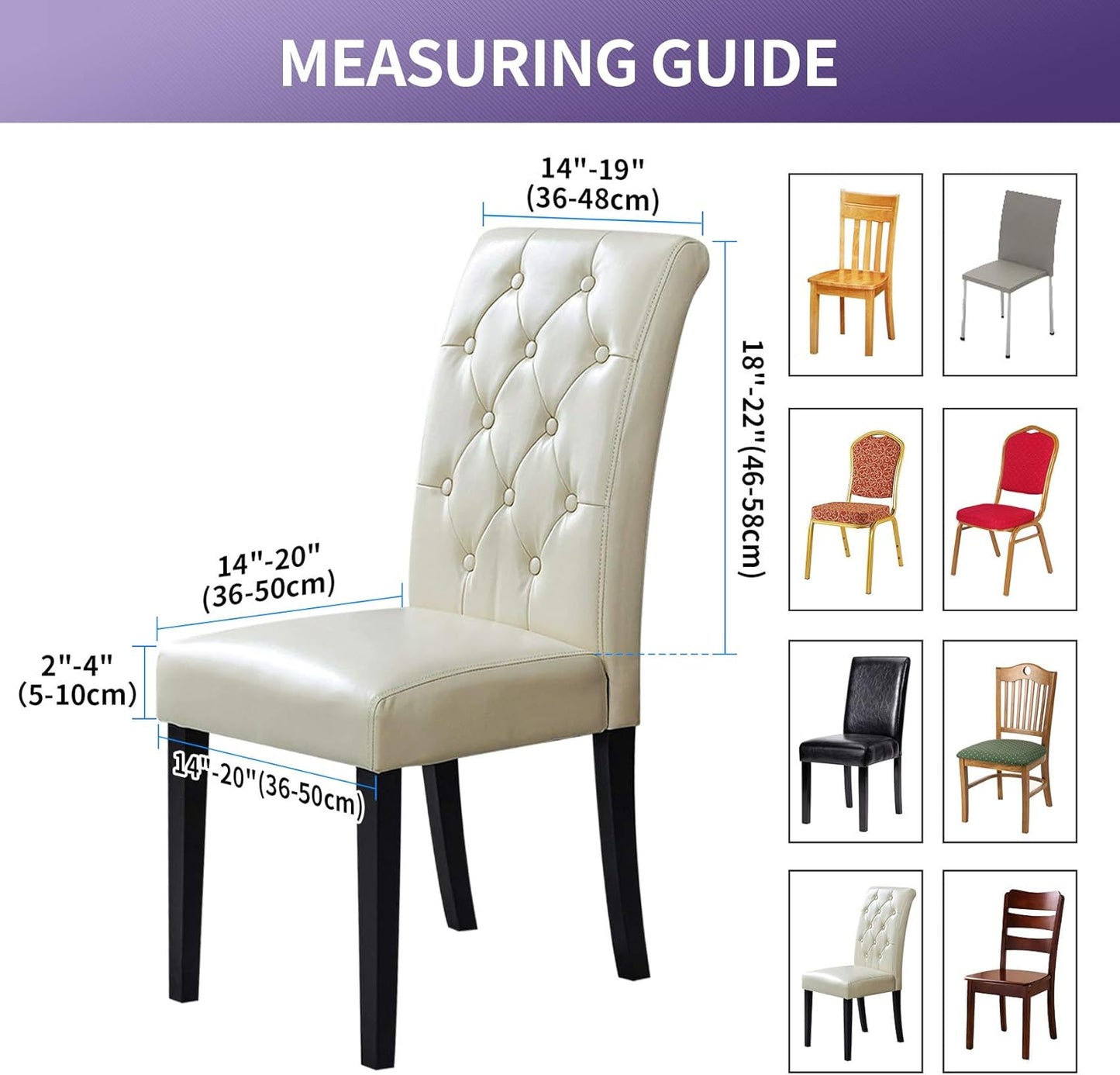 Joccun Chair Covers for Dining Room Set of 6, Dining Chair Slipcovers Stretch Dining Room Chair Covers Seat Protector,Washable Parsons Chair Cover for Home,Hotel,Banquet(Tan,6 Pack)