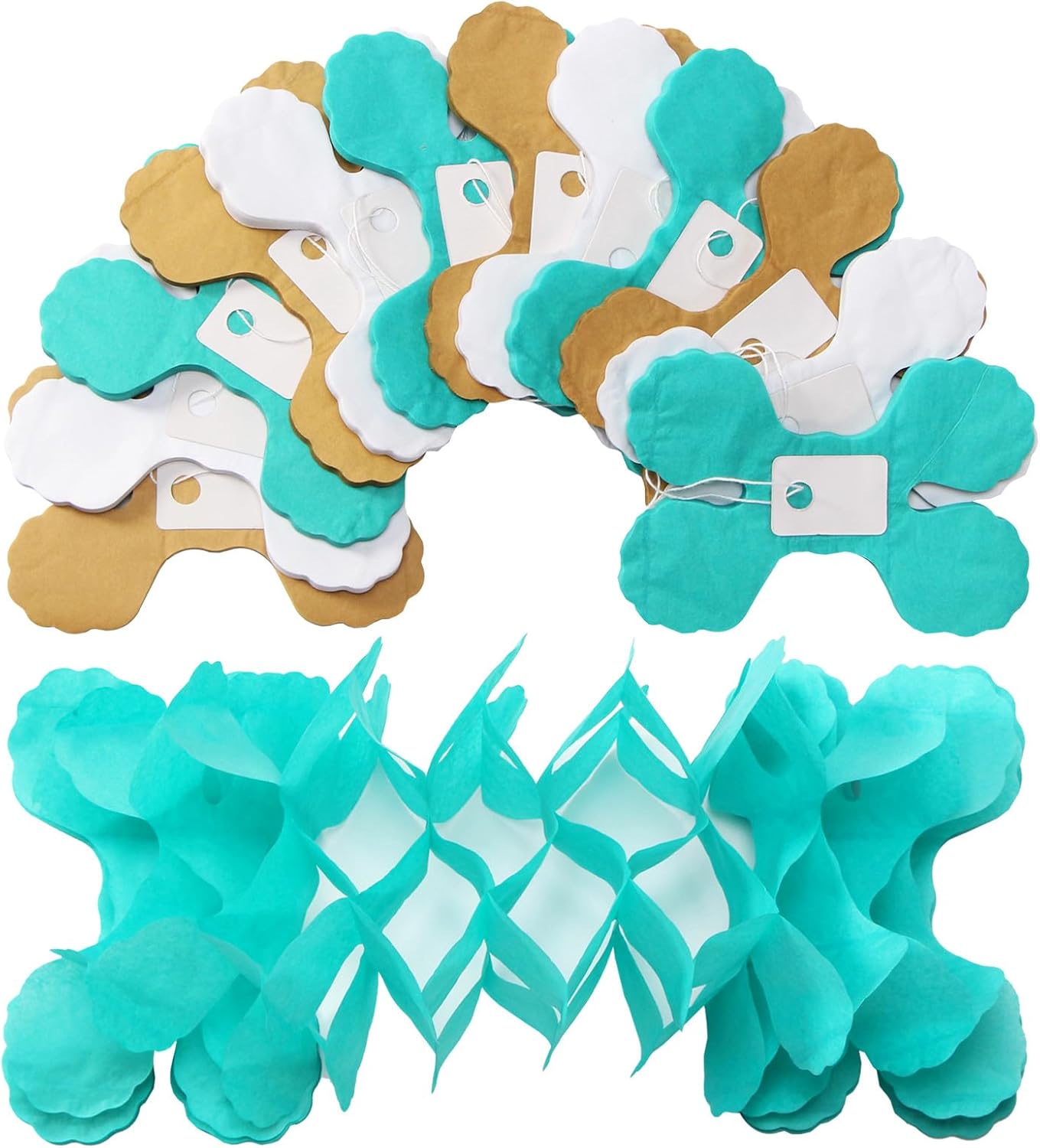 Teal-Gold Sage Green Party-Decorations Streamers Garland - 157Ft Four-Leaf Clover Hanging Banner, Wedding Engagement Bachelorette Birthday Baby Bridal Shower Decor Hugtmr