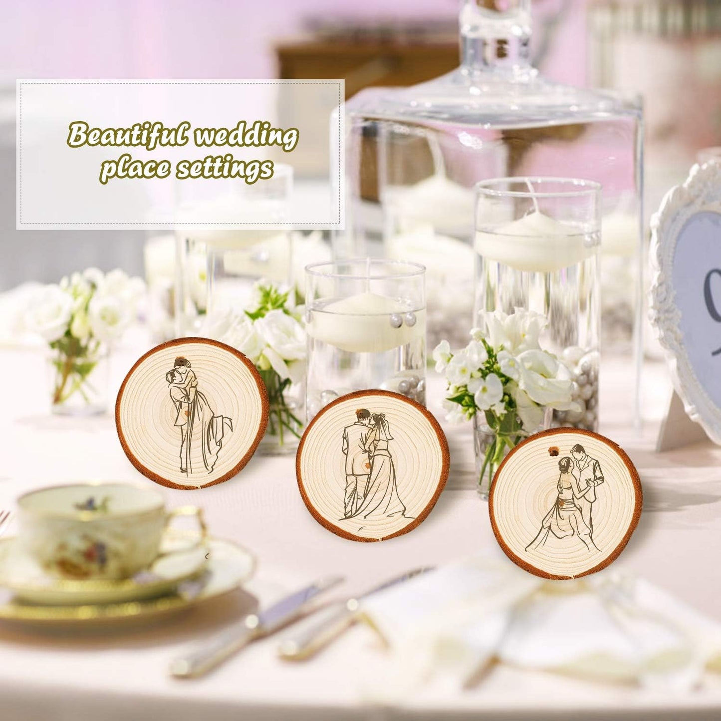 5ARTH Natural Wood Slices - 30 Pcs 2.7-3.1 inches Craft Unfinished Wood kit Predrilled with Hole Wooden Circles for Arts Wood Slices Christmas Ornaments DIY Crafts