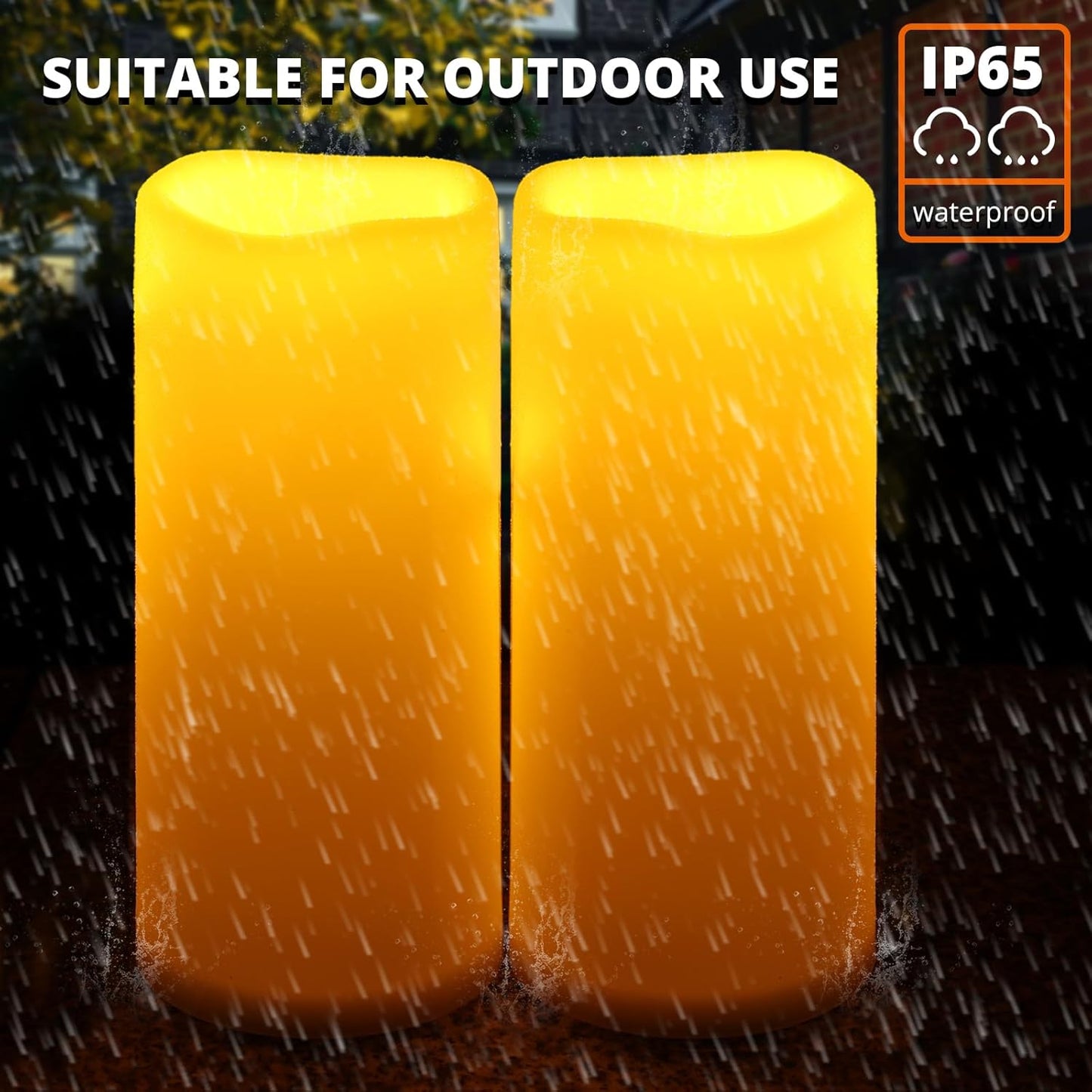 NURADA Large Outdoor Flameless Candles 12" x 5" - Waterproof LED Pillar Flickering Candle Battery Operated with Timer Remote Control for Patio Porch Lanterns Decor - Long Lasting Set of 2