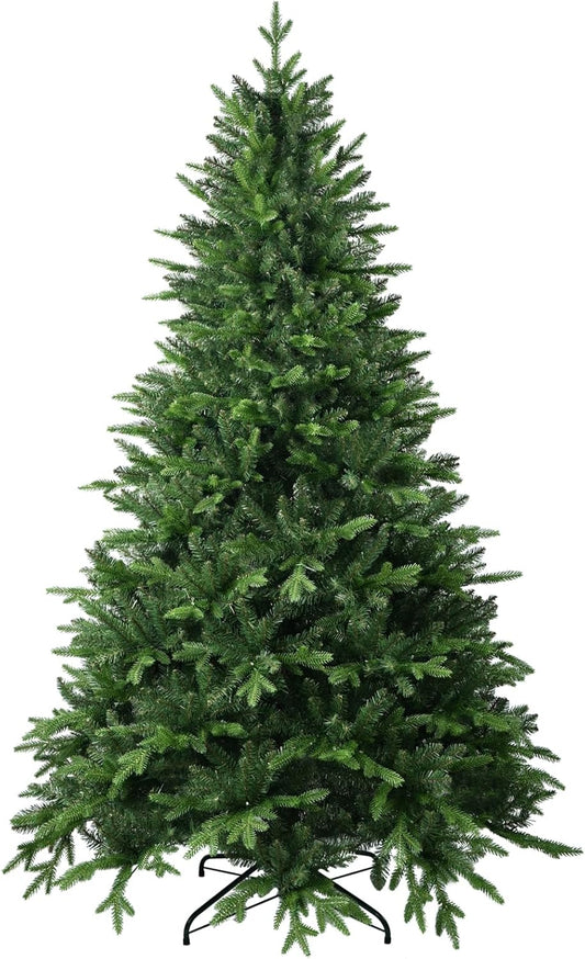 9 FT Artificial Christmas Tree with 3529 PE&PVC Mixed Branch Tips, Unlit Hinged Premium Spruce Fake Xmas Trees, Green, Foldable Base