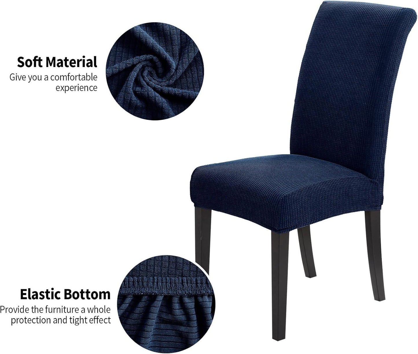 Joccun Chair Covers for Dining Room Set of 2,Dining Chair Slipcovers Stretch Dining Room Chair Covers Seat Protector,Washable Parsons Chair Cover for Home,Hotel,Banquet(Navy,2 Pack)
