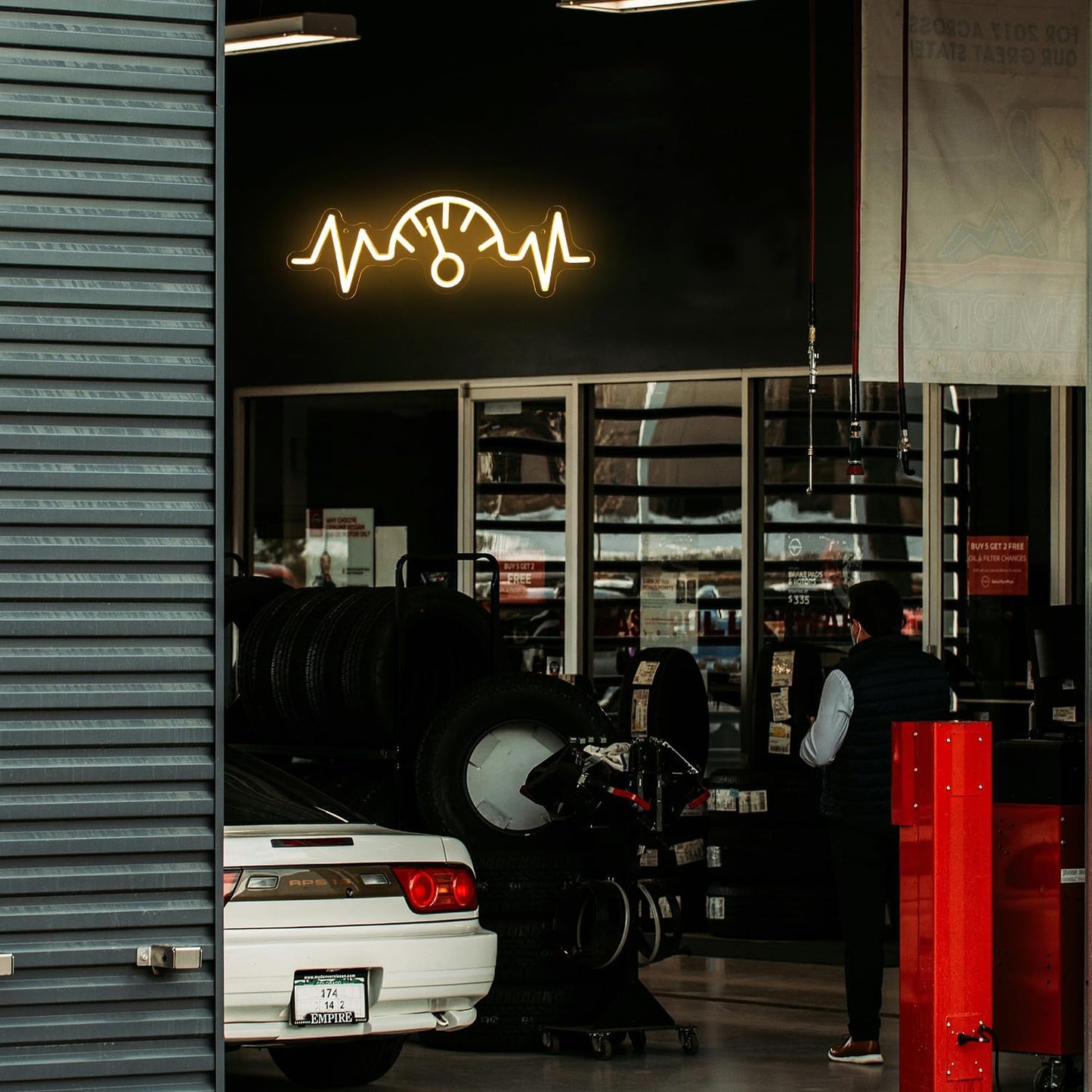 Car Dashboard Neon Sign Garage Neon Signs for Man Cave Automobile Speedometer Neon Light Orange LED Car Neon Lights Signs for Garage Man Cave Auto Repair Shop Game Room Party Decor