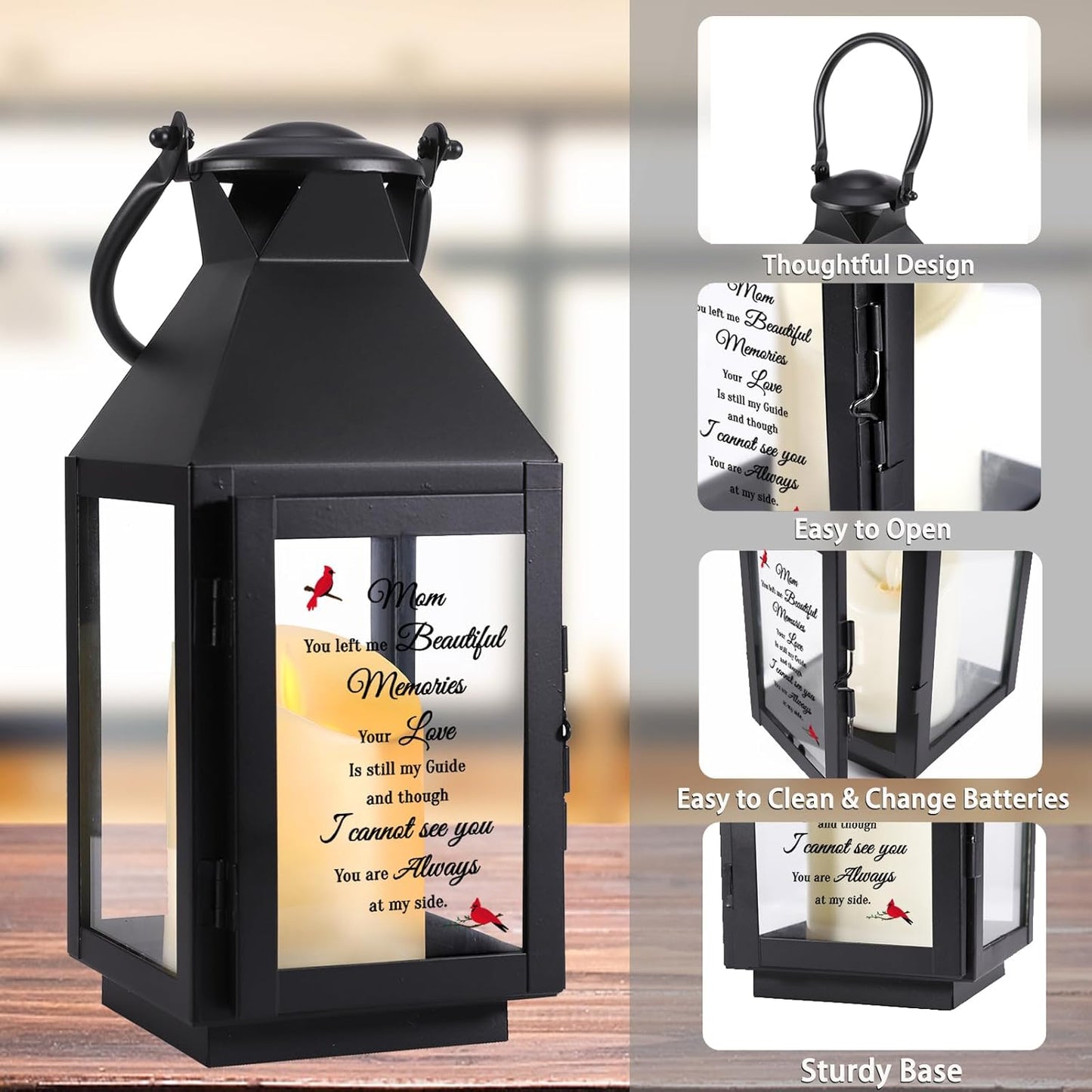 Memorial Lantern, Sympathy Gifts for Loss of Mom/Loved One, Bereavement Gifts, in Memory of Loved One Lantern,Celebration of Life, Memorial Gifts, Funeral Lantern,Mom You Left me Beautiful Memories