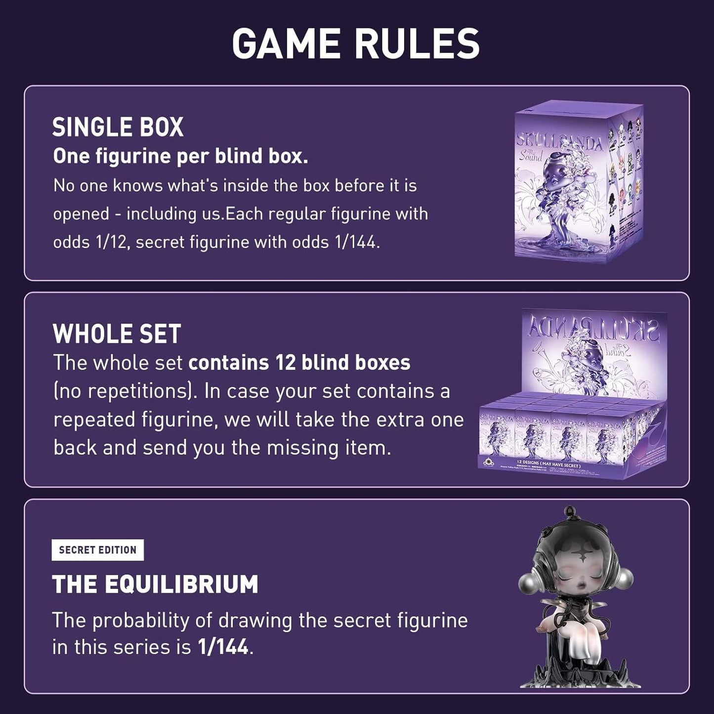 POP MART SKULLPANDA The Sound Series Figures, SKULLPANDA Blind Box Figures, Random Design Action Figures Collectible Toys Home Decorations, Holiday Birthday Gifts, Single Box