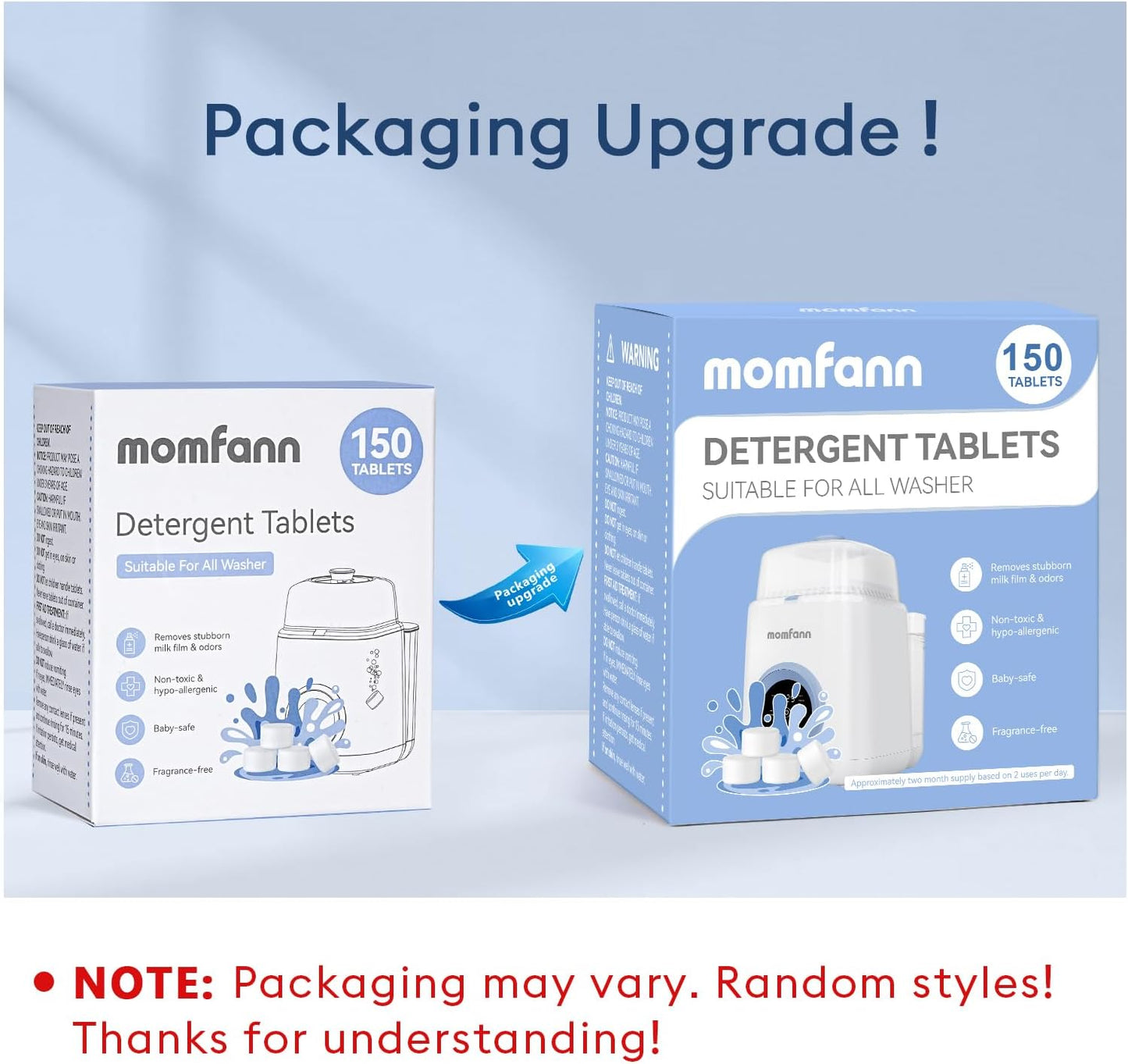 Professional Deep Cleaning Detergent Tablets for All Baby Bottle Washers, Washer Tablets for Bottle Washer and Sterilizer and Dryer, Easy to Use (150Pcs)