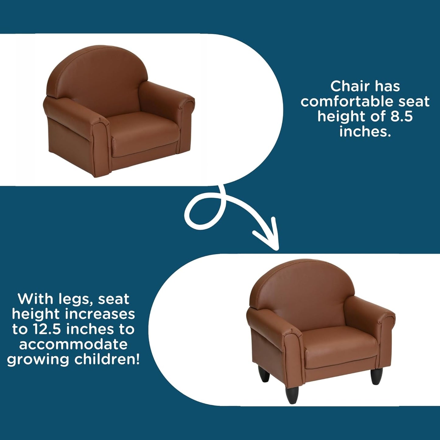 Children's Factory As We Grow Chair and Couch, Flexible Seating for Daycare or Preschool, Kids Reading Couch, Playroom Furniture, Walnut