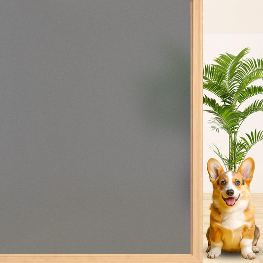 Niviy Window Darkening Film Day and Night Privacy Window Cling Sun Blocking Glass Door Window Cover Gothic Decor for Bedroom,Garage, Renter House (Grey, 35.4 x 78.7 inch)