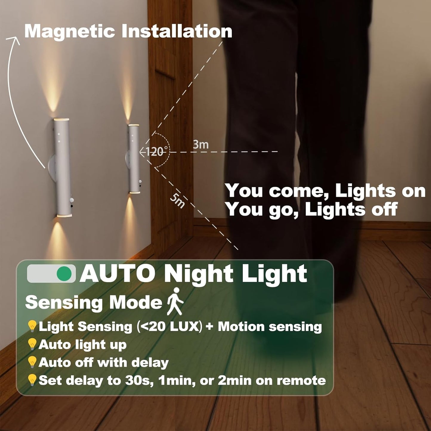 Battery Operated Wall Sconce Set of Two, Rechargeable Wall Lights with Motion Sensor, Remote Control, Dimmable Metal Magnetic Wall Lamp for Decor, Bedroom, Night Light (White, 2 Pcs)