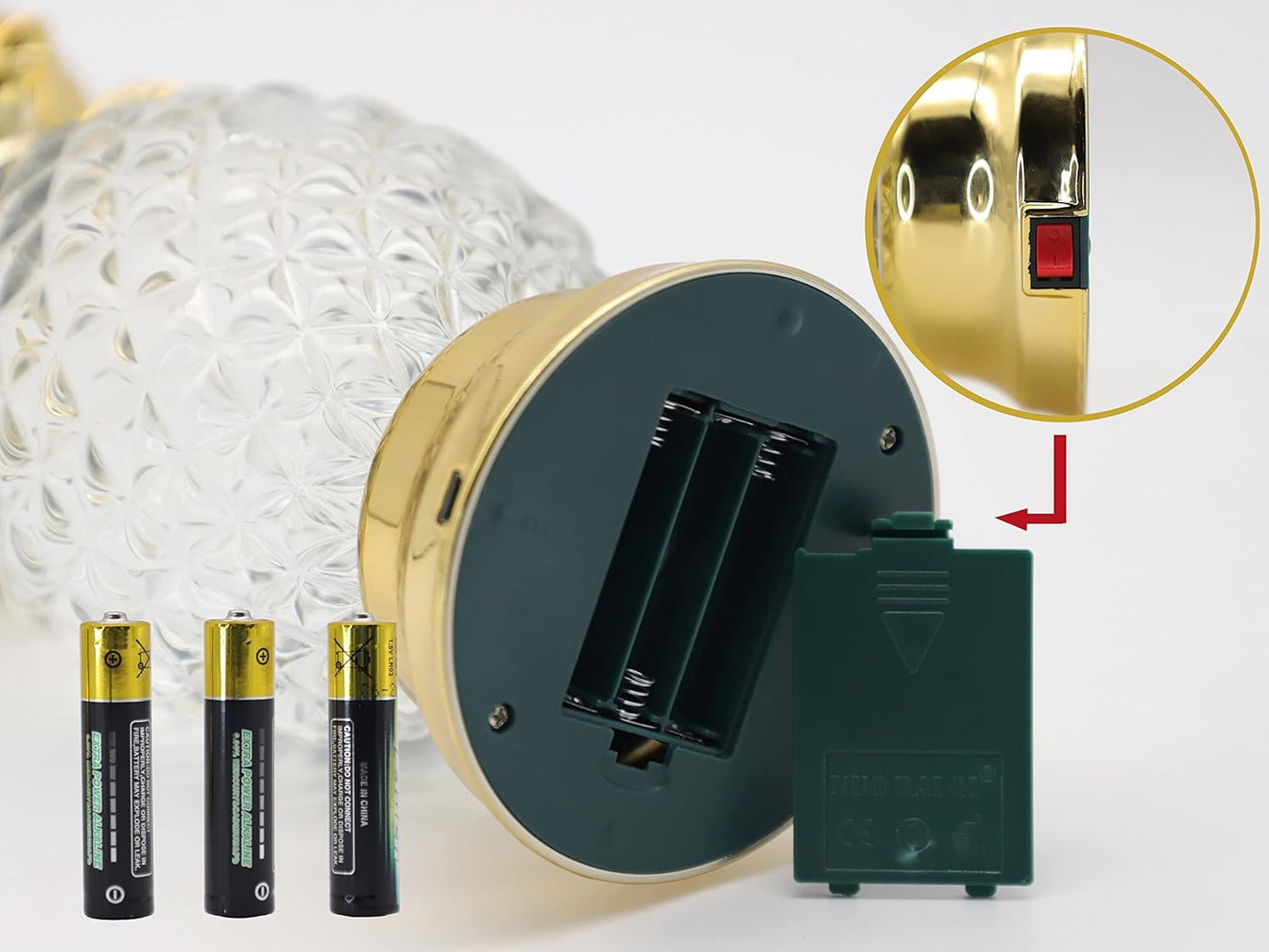 YAKii 9.5" Pineapple LED Color Changing Shine Lava Lamp,Swirling Water Waves Lamp Kid Safe Battery/USB Cable Operated,Table Lamp Candle Holder Table Decoration Gold(Pack of 2)