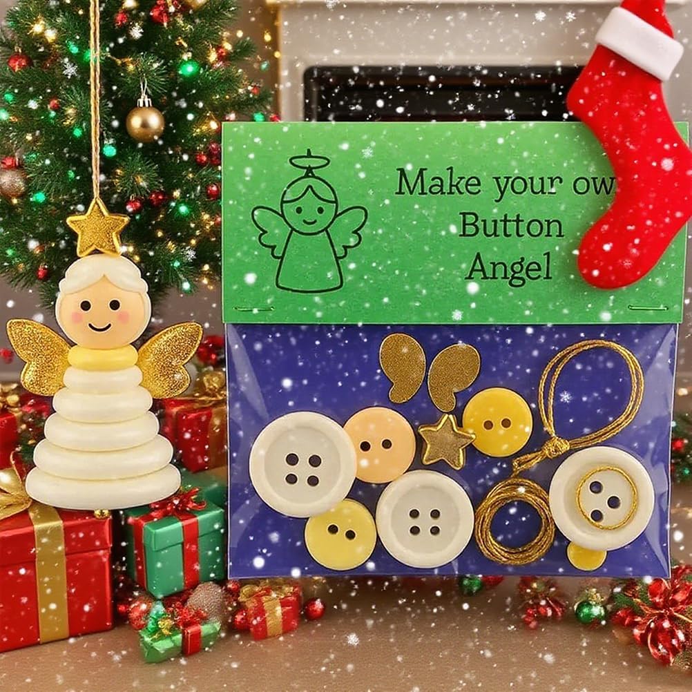 DIY Christmas Button Ornament Making Set - Snowman/Santa/Angel, Fun Holiday Craft Kit for All Ages, Ideal Xmas Tree Hanging Decor & Festive Gifts (A 12)