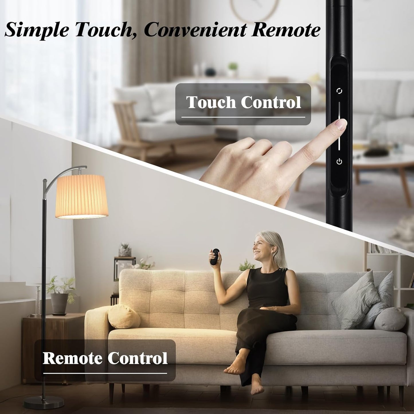Floor Lamp, LED Floor Lamp with APP & Remote & Touch Control, Stepless Color Temperatures and Brightness, Tall Standing Lamp with Pleated Lampshade for Living Room, Bedroom, Office(Black Nickel)