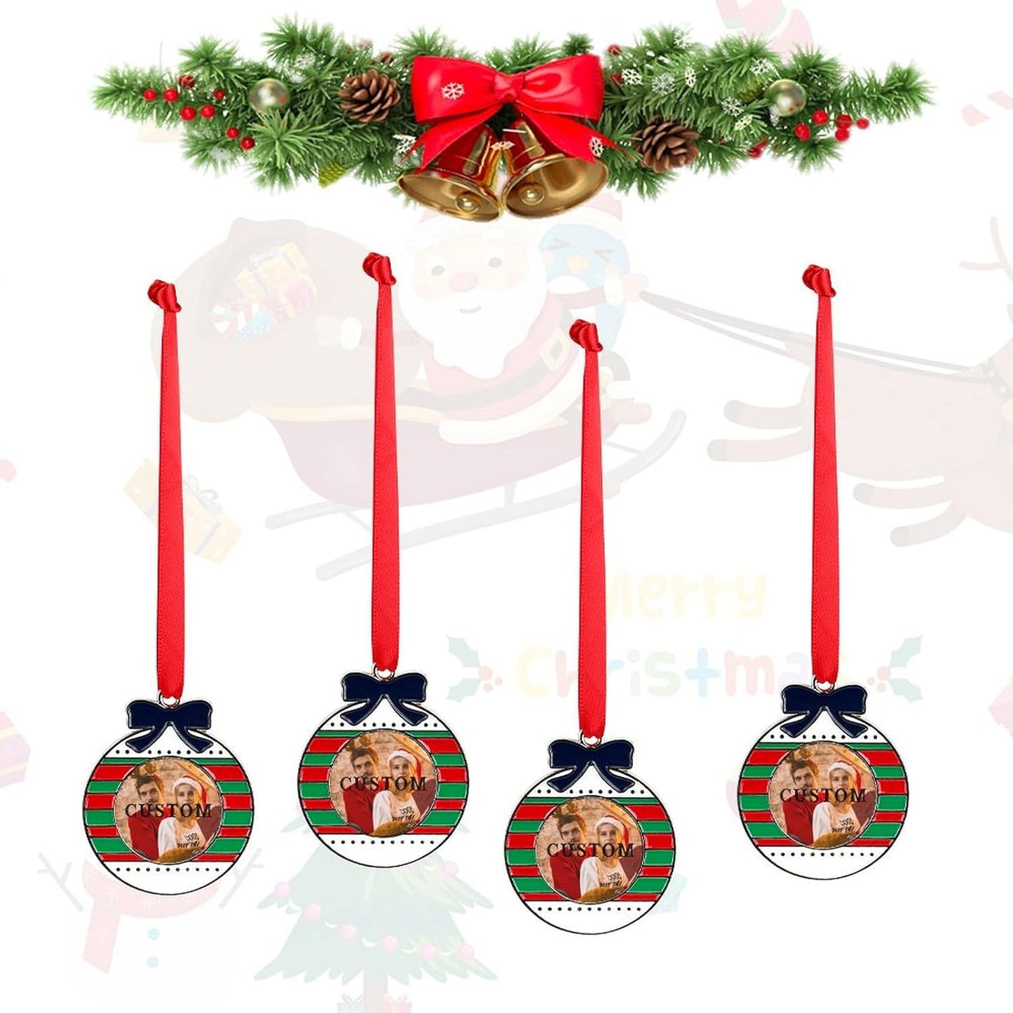 Personalized Christmas Ornaments - Custom Picture & Text Ornaments for Christmas 2024, Baby's 1st Christmas Ornament with Picture for Xmas Tree Custom Gifts for Family, Mom, Dad, Friend (Gift)