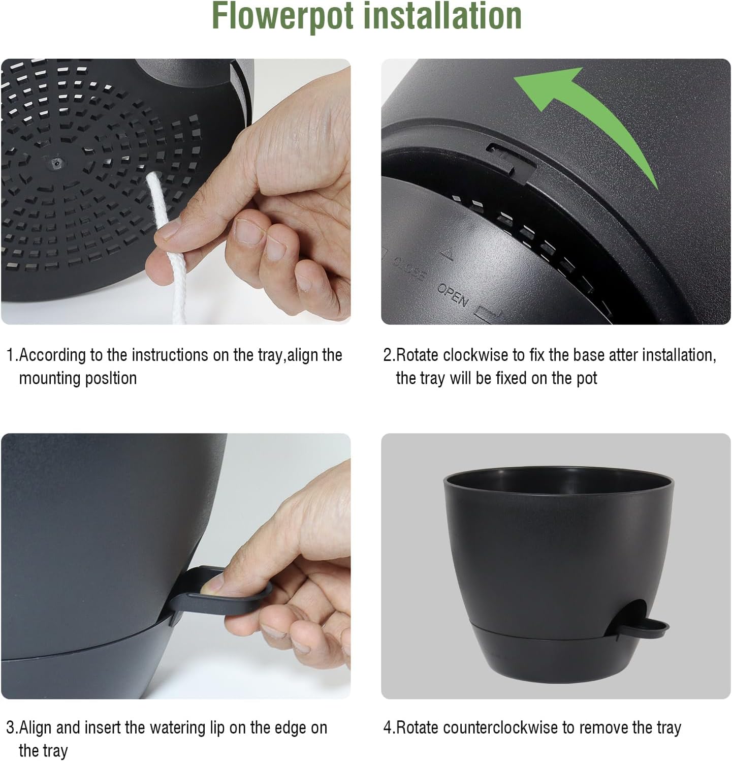 10/9/8 inch Medium Self Watering Pots, Plant Pots with Mesh Drainage Holes for Indoor Outdoor Garden Plants, Flower Pots with Removable Deep Reservoir, Set of 3 Plastic Planters, Black