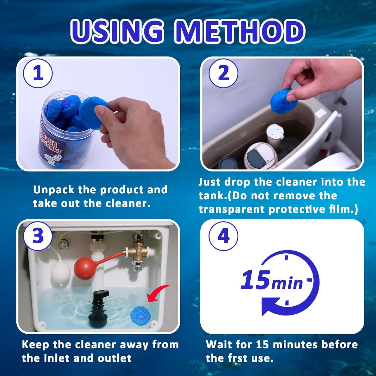 coldchill Toilet Bowl Cleaners 20 PACK, Long-Lasting Toilet Bowl Cleaner Tablets with Sustained-Release Technology Against Tough Stains, Automatic Toilet Cleaner for Deodorizing & Descaling